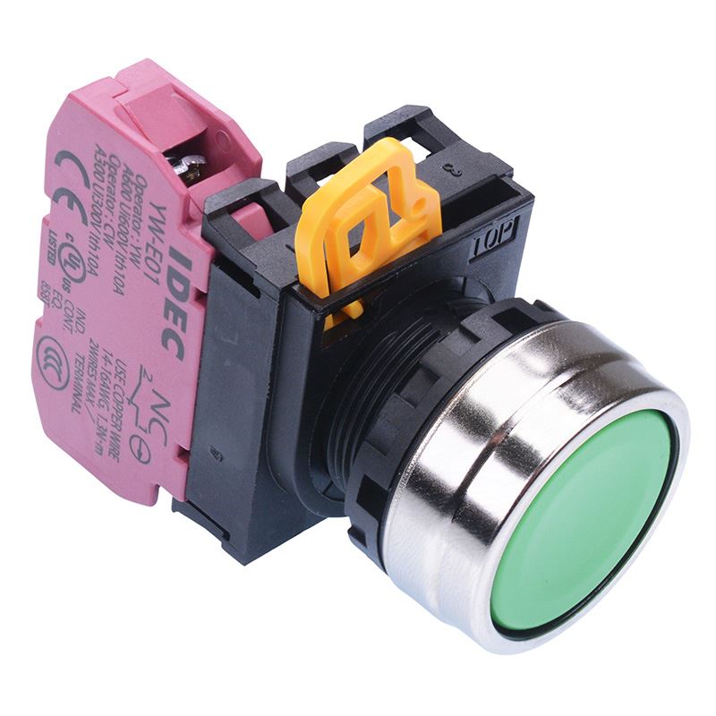 Green 22mm Metal Bezel Maintained Push Button Switch NC IP65 YW4B-A1E01G
