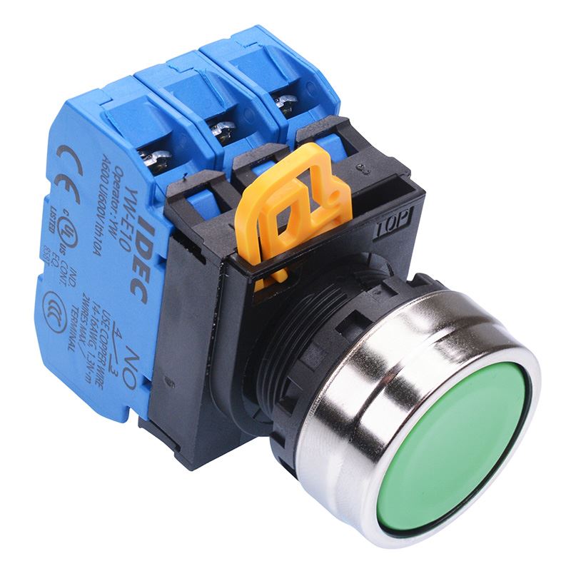 Green 22mm Metal Bezel Momentary Push Button Switch 3NO IP65 YW4B-M1E30G