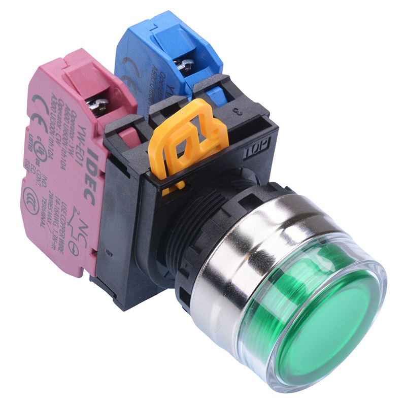 Green 22mm Metal Bezel Momentary Shrouded Push Button Switch 1NO-1NC IP65 YW4L-MF2E11Q0G