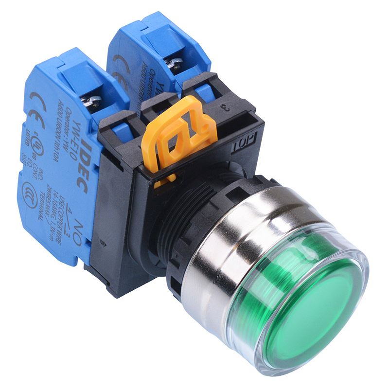 Green 22mm Metal Bezel Momentary Shrouded Push Button Switch 2NO IP65 YW4L-MF2E20Q0G