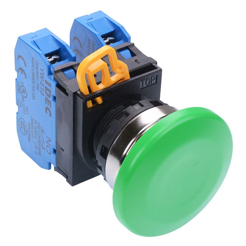 Green 22mm Metal Bezel Mushroom Momentary Push Button Switch 2NO IP65 YW4B-M4E20G