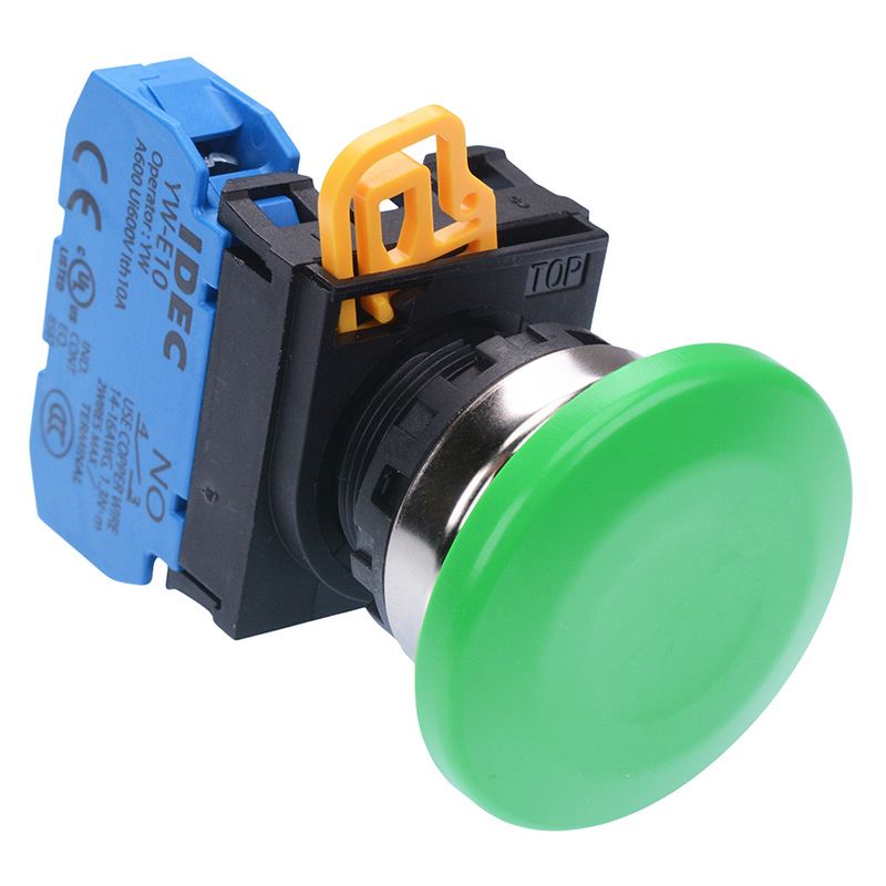 Green 22mm Metal Bezel Mushroom Momentary Push Button Switch NO IP65 YW4B-M4E10G