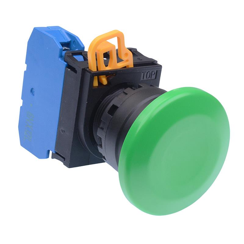 Green 22mm Mushroom Maintained Push Button Switch NO IP65 YW1B-A4E10G