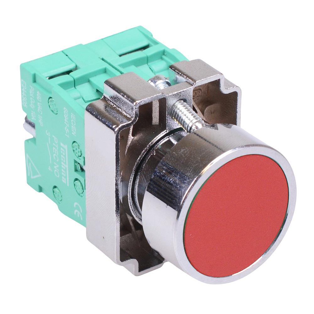PtecMetPNRed Red Flush Push Button Switch Metal 10A 2NO
