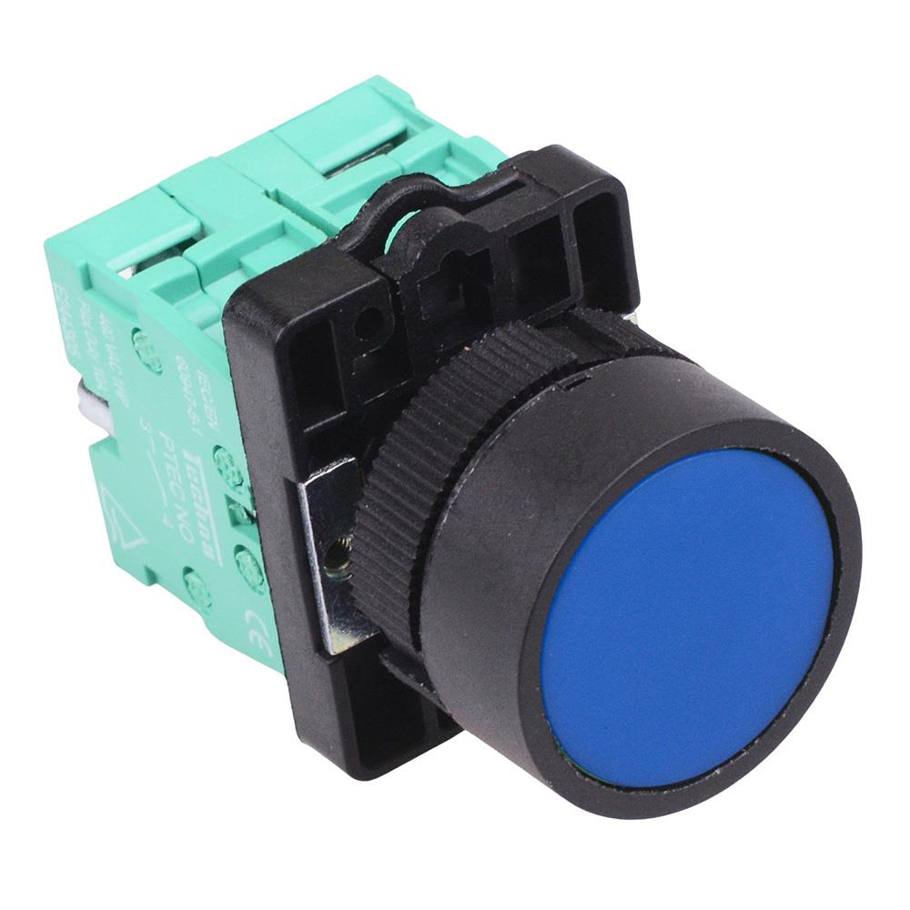 PtecPNBlue Blue Flush Push Button Switch 10A 2NO