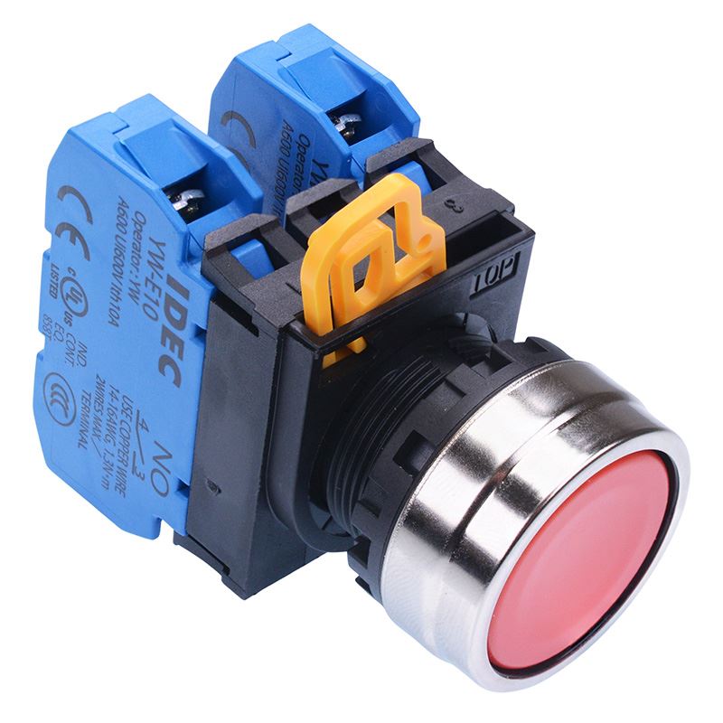 Red 22mm Metal Bezel Maintained Push Button Switch 2NO IP65 YW4B-A1E20R