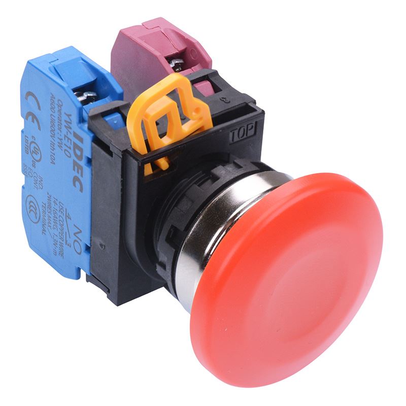 Red 22mm Metal Bezel Mushroom Momentary Push Button Switch 1NO-1NC IP65 YW4B-M4E11R