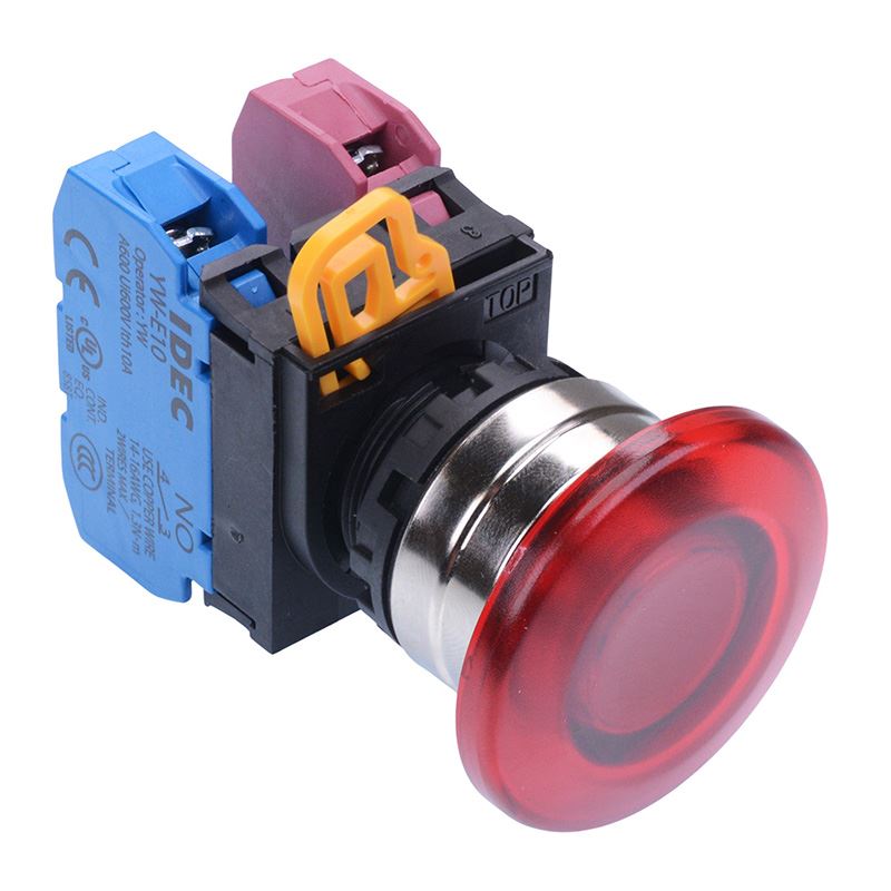 Red 22mm Metal Bezel Mushroom Momentary Push Button Switch 1NO-1NC IP65 YW4L-M4E11Q0R