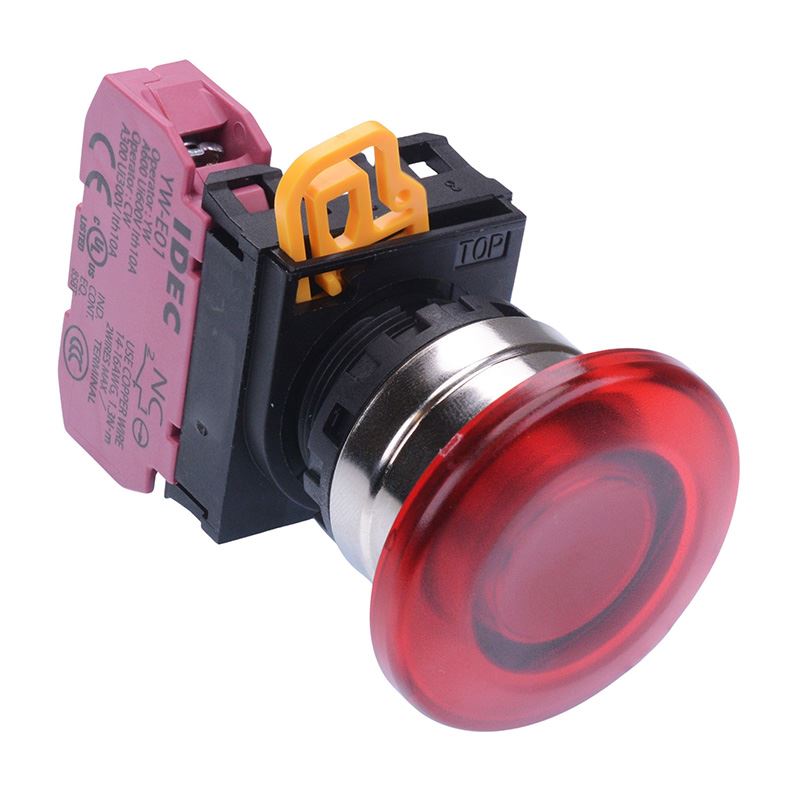 Red 22mm Metal Bezel Mushroom Momentary Push Button Switch NC IP65 YW4L-M4E01Q0R