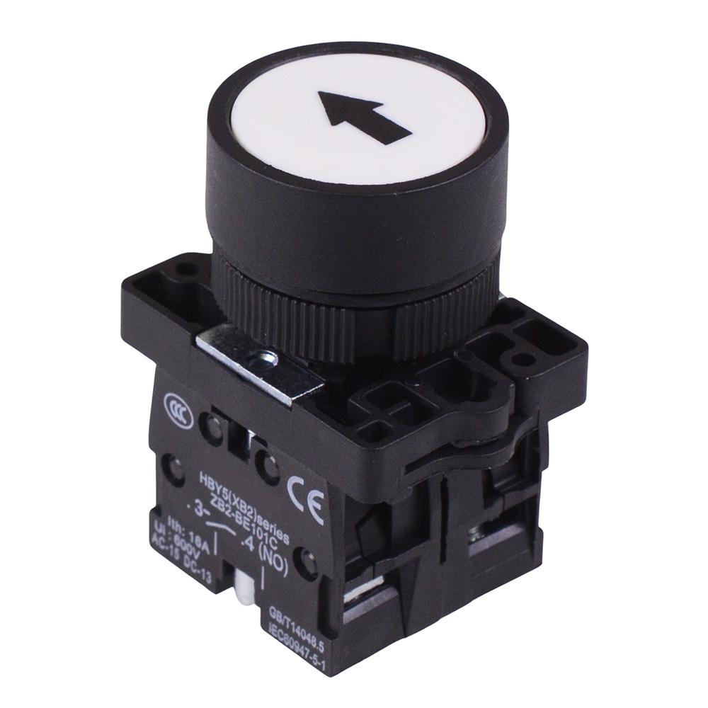 White Momentary 22mm Push Button Switch Black Arrow NO/NC