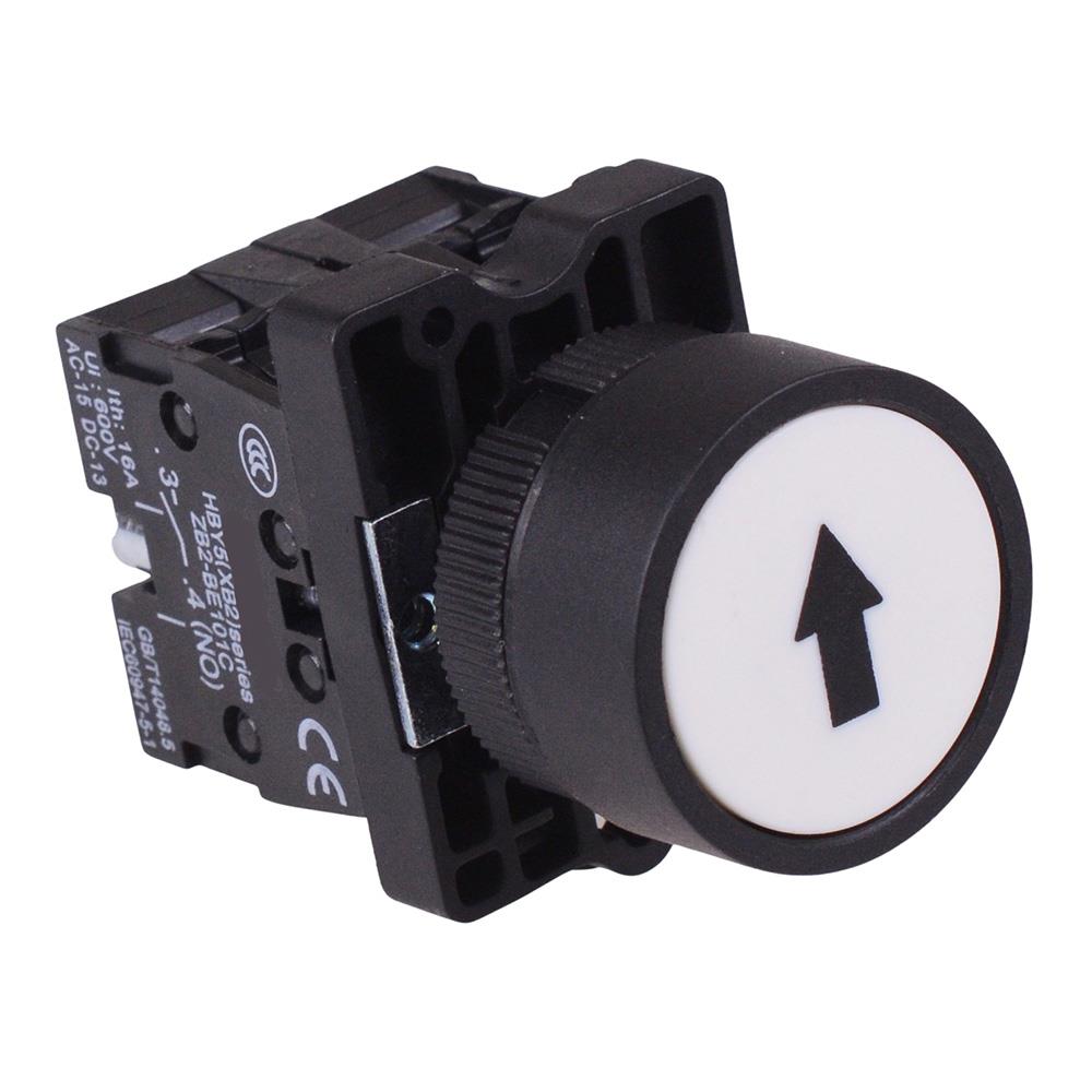 White Momentary 22mm Push Button Switch Black Arrow NO/NC