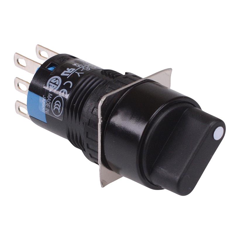 AS6M-2Y2PC 2 Position 16mm Latching Round Selector Switch DPDT