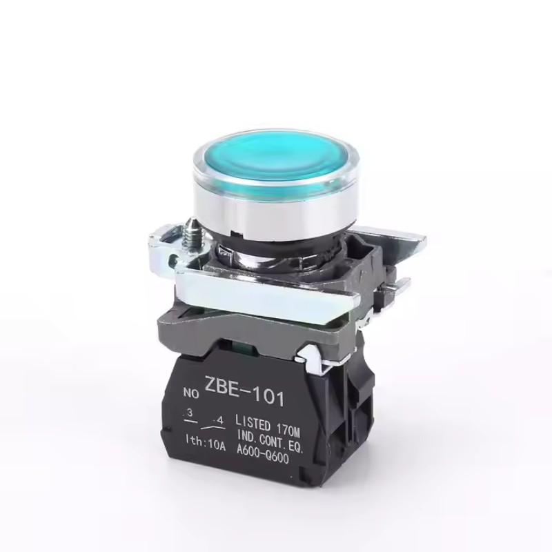 Industrial XB4 22mm LED latching push button switch with lamp NO NC flat rotary momentary metal push button switches with light