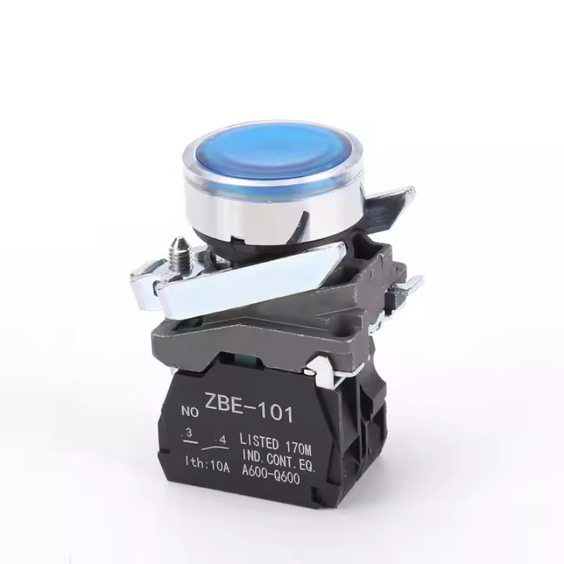 Industrial XB4 22mm LED latching push button switch with lamp NO NC flat rotary momentary metal push button switches with light