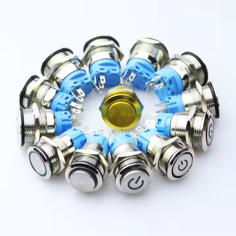 Metal Industrial Push Button Switches With Waterproof Lamp Doorbell Car Momentary/Reset Latching/Fixation 12V 24V 220V