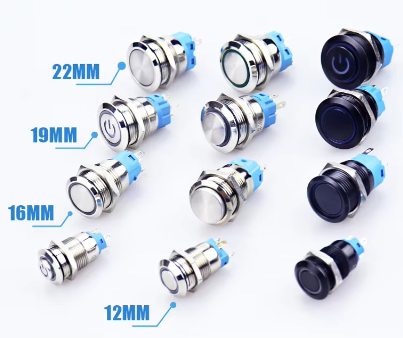 Momentary Industrial Push Button Switches Waterproof LED Horn Push Button Switch Stainless Steel 16mm