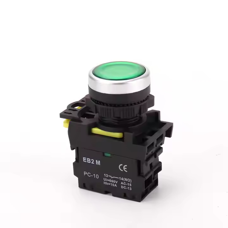 self-locking Industrial push button Switches 22mm IP65 waterproof NO NC round flat LED plastic momentary push button switches with light