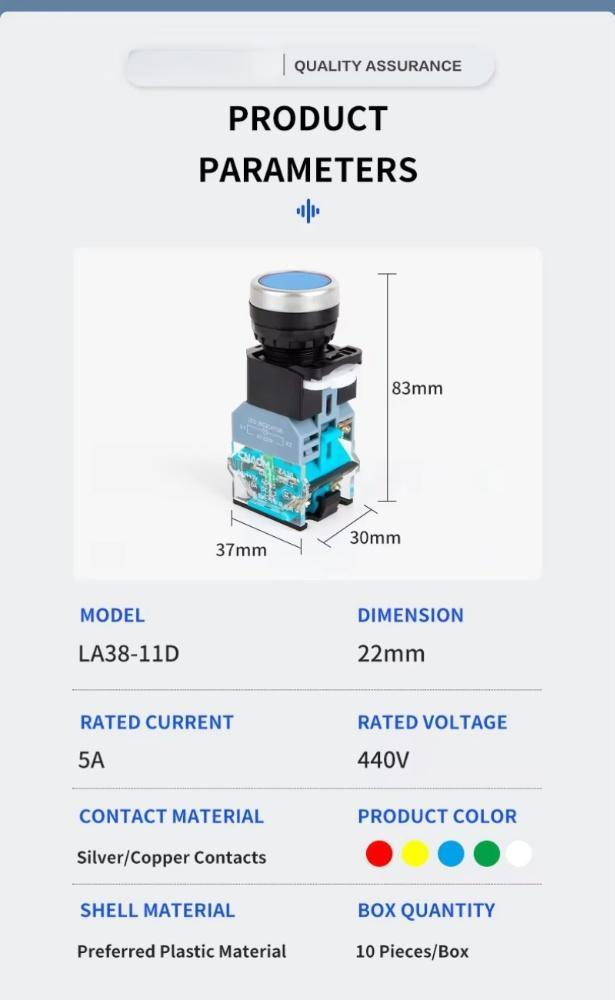 Upgraded silver contact industrial production equipment uses with light work start push button switch
