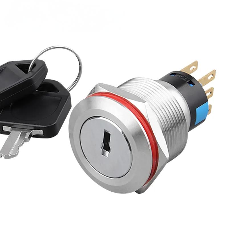 19mm key switch 3pin 6pin 1NO1NC 2NO2NC 3 position 3~250VAC/DC Mechanical button remote control switch