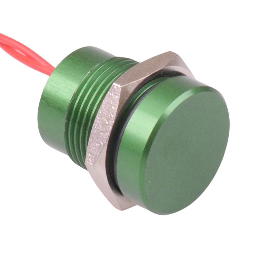 PBAR1AF3000 Green Momentary NO 16mm Piezo Switch Prewired IP68