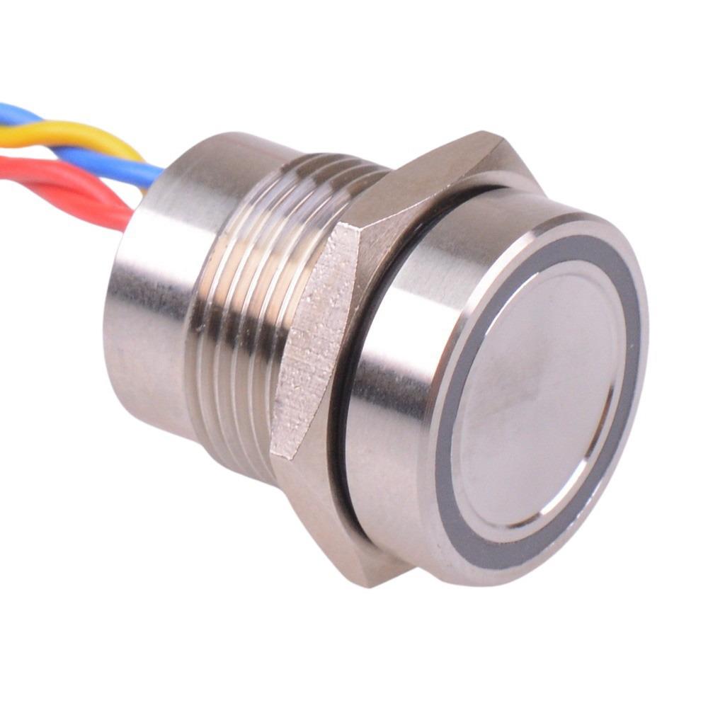 PBAR1AFB000A0S Red LED 5VDC Momentary NO 16mm Piezo Switch Prewired IP68