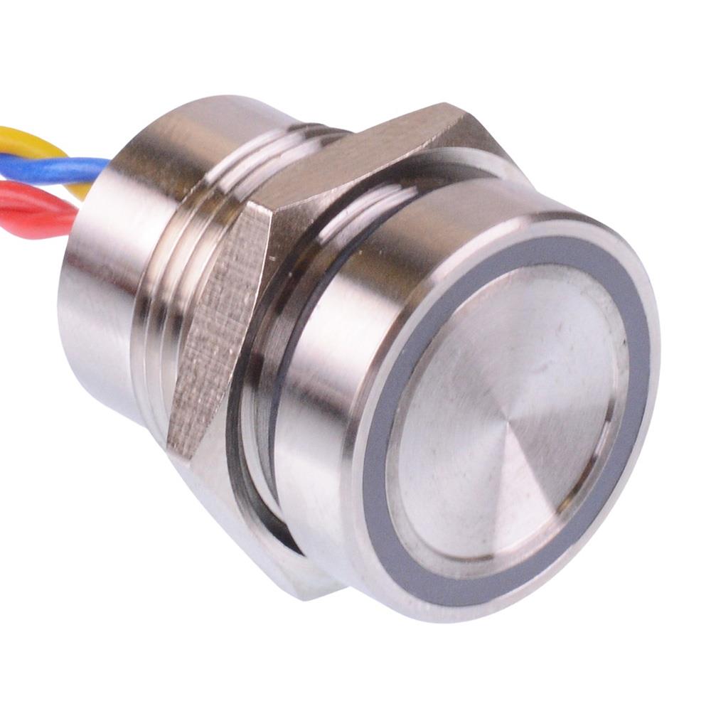 PBAR1AFB000A0W White illuminated 5VDC Momentary NO 16mm Piezo Switch Prewired IP68
