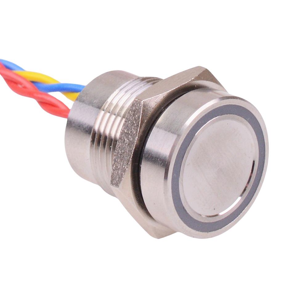PBAR1AFB000A0Y Yellow LED 5VDC Momentary NO 16mm Piezo Switch Prewired IP68