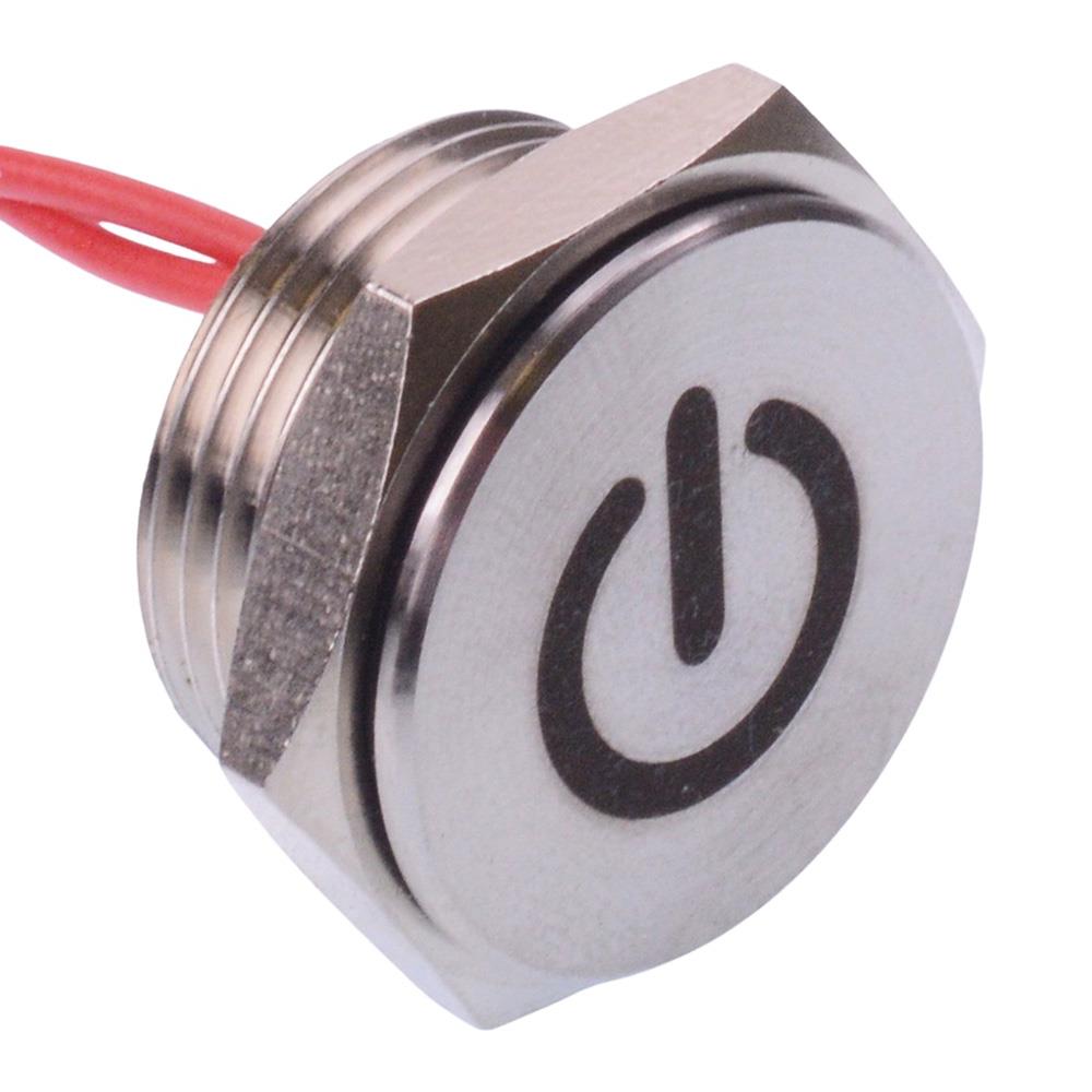 PBAT5AFB214 Momentary NO 16mm Stainless Steel Piezo Switch Prewired IP68