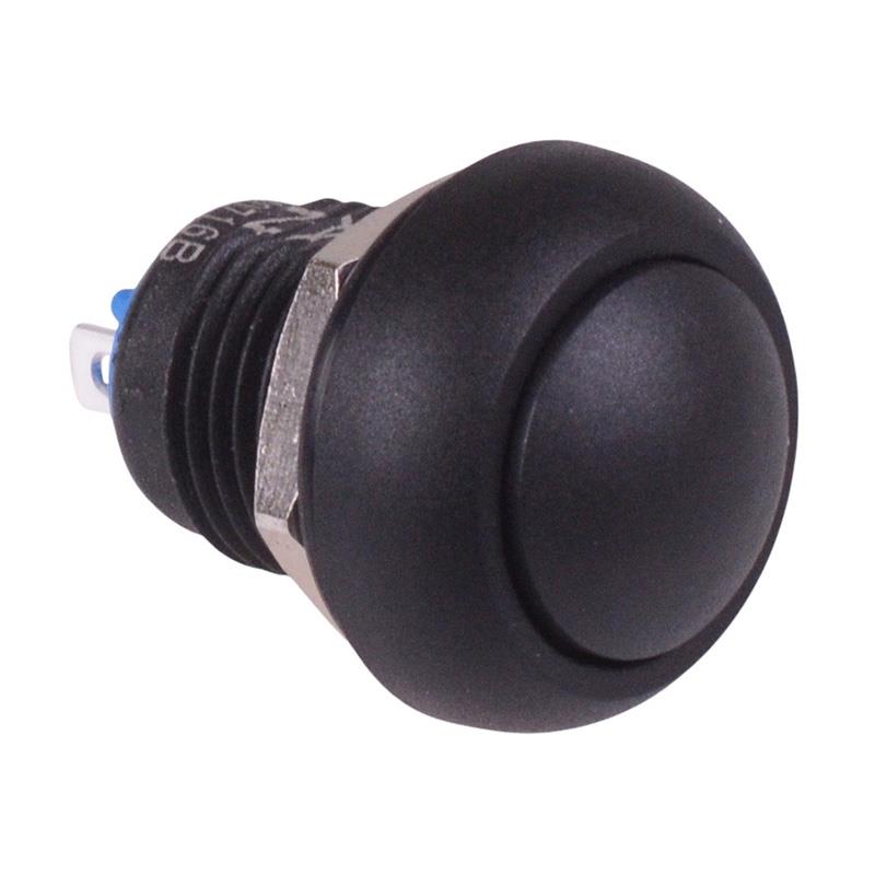 Black Off-(On) Momentary 12mm Waterproof Push Button Switch IP65 SPST