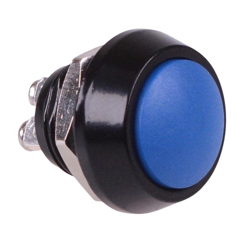 Blue Round Off-(On) Momentary 12mm Metal Push Button Switch Screw IP65 SPST