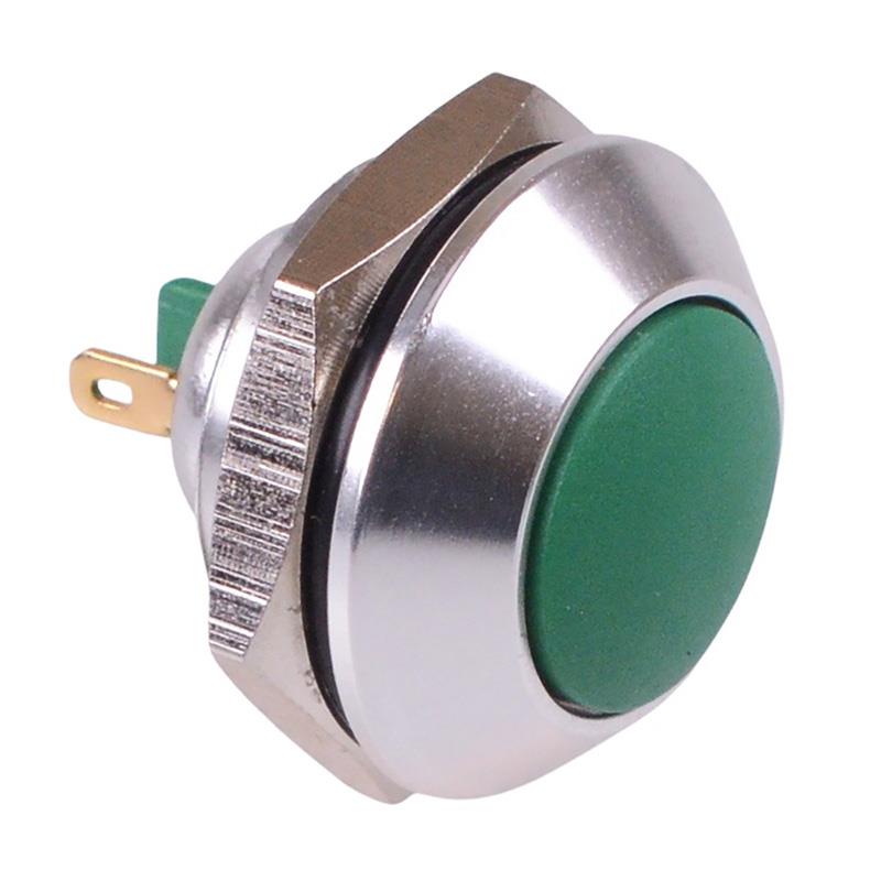 12mm Waterproof Latching Push Button Switch – IP65 SPST On-Off, 2A DC, Solder Terminals