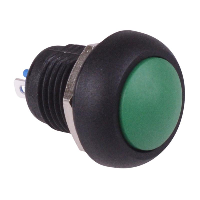 Green On-Off Latching 12mm Waterproof Push Button Switch IP65 SPST