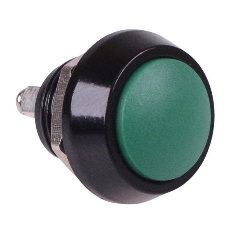 Green Round Off-(On) Momentary 12mm Metal Push Button Switch Screw IP65 SPST
