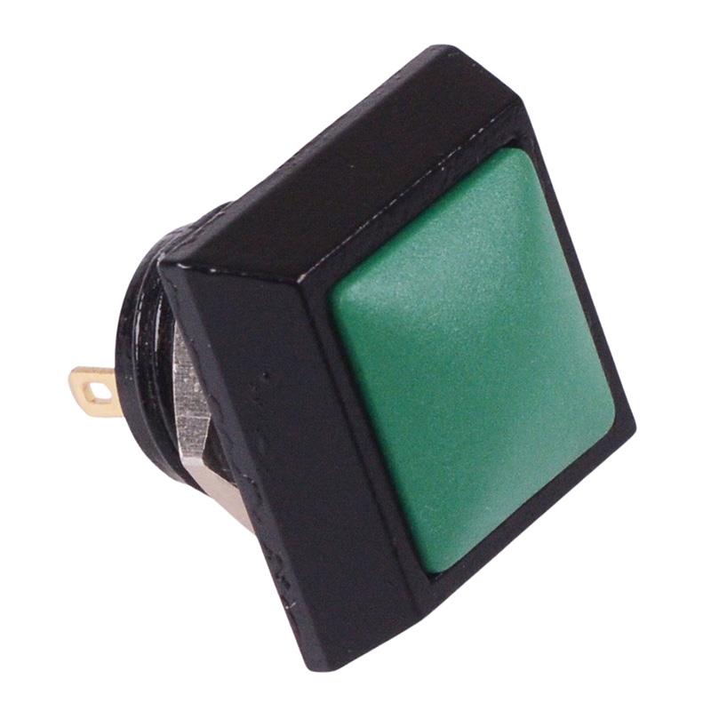 Green Square Off-(On) Momentary 12mm Metal Push Button Switch IP65 SPST