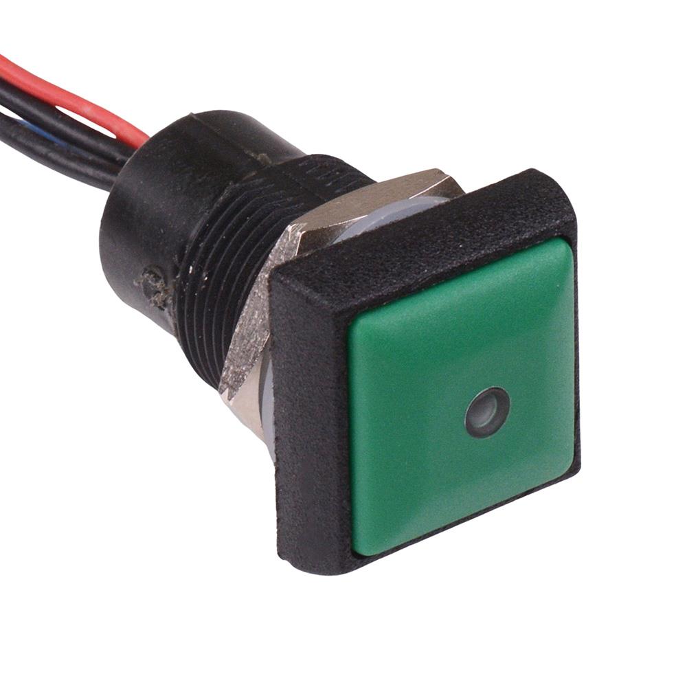 IRC3F432L0G Green LED Green Button Square 16mm Momentary NO Push Button Switch Prewired IP67