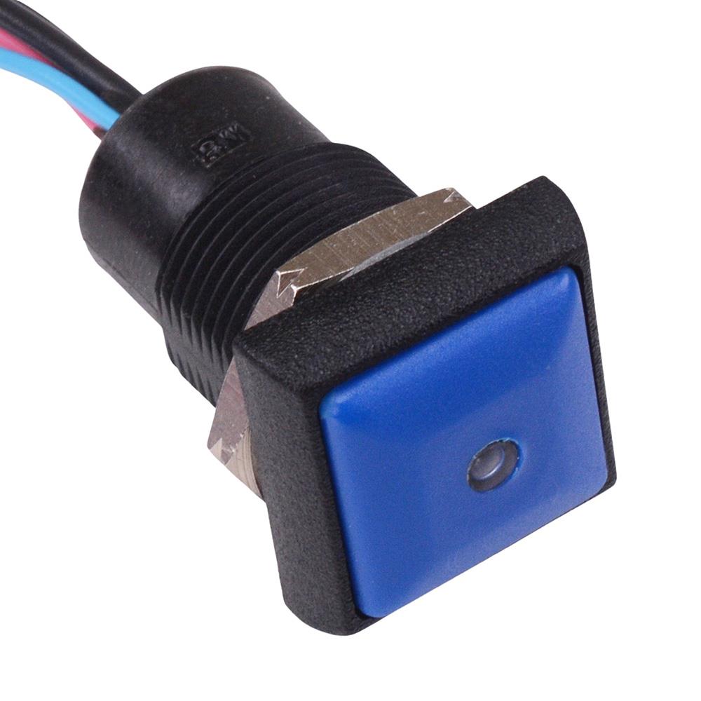 IRC3F4B2L0B Blue LED Blue Button Square 16mm Momentary NO Push Button Switch Prewired IP67