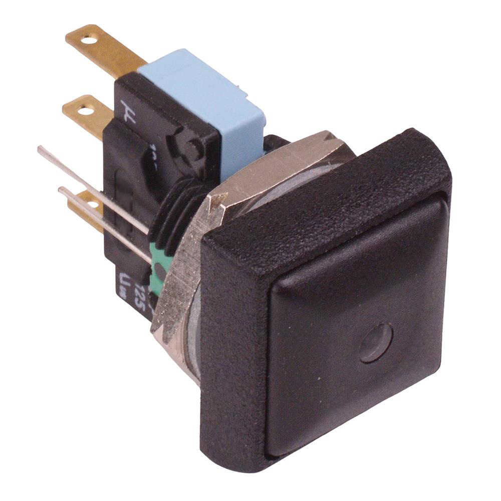 IRC7Z222L0G Green LED Black Button Square 16mm Momentary Push Button Switch SPDT 5A IP67