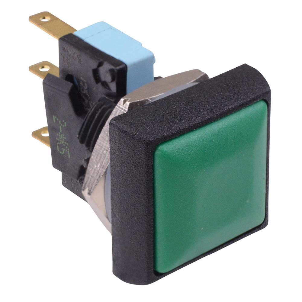 IRC7Z232 Green Square 16mm Momentary Push Button Switch SPDT 5A IP67