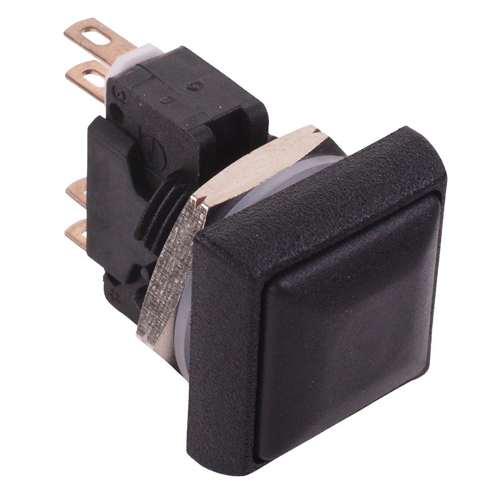 IRC8Z222 Black Square 16mm Momentary Push Button Switch DPDT 5A IP67