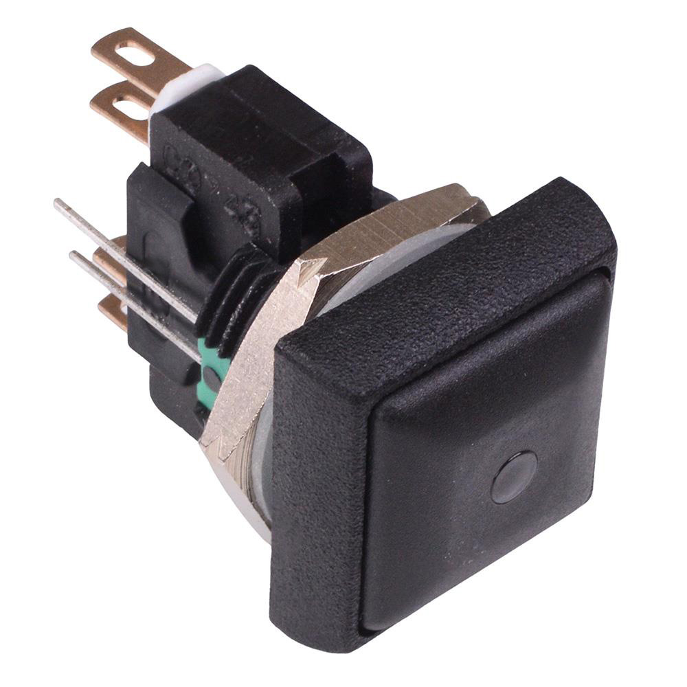 IRC8Z222L0G Green LED Black Button Square 16mm Momentary Push Button Switch DPDT 5A IP67