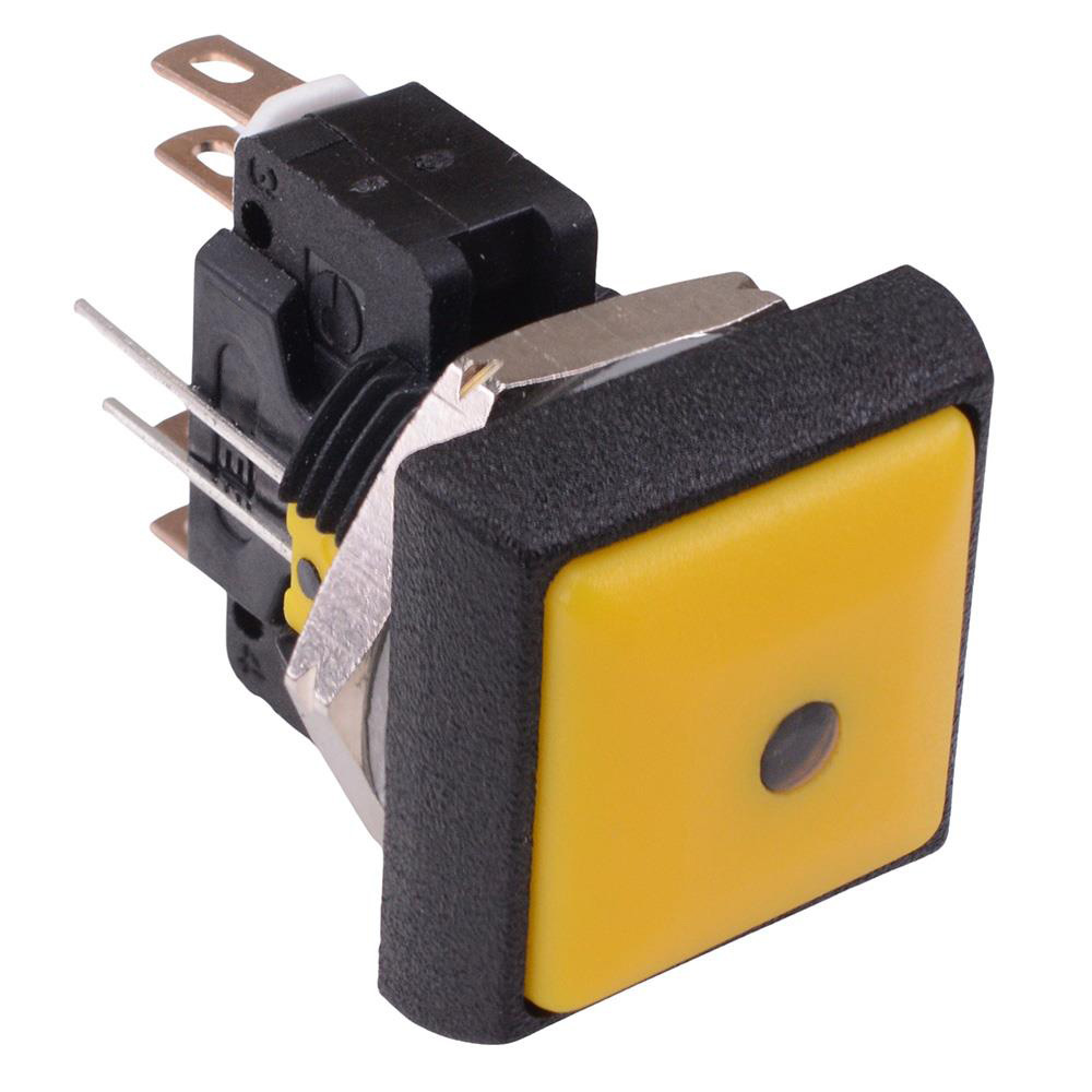 IRC8Z252L0Y Yellow LED Yellow Button Square 16mm Momentary Push Button Switch DPDT 5A IP67