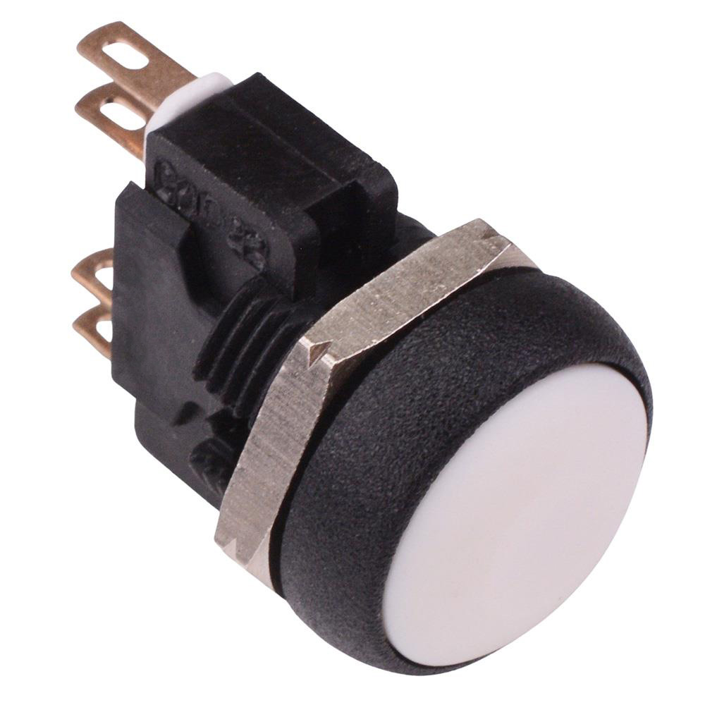 IRR8Z272 White Round 16mm Momentary Push Button Switch DPDT 5A IP67