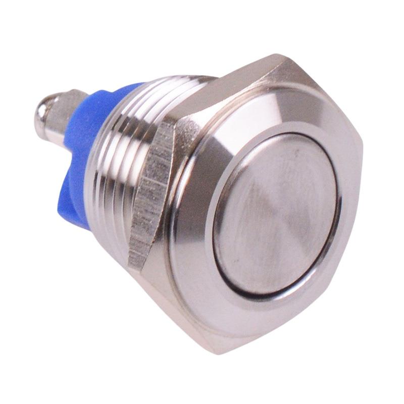 Off-(On) Momentary 16mm Metal Push Button Switch SPST Screw Terminals
