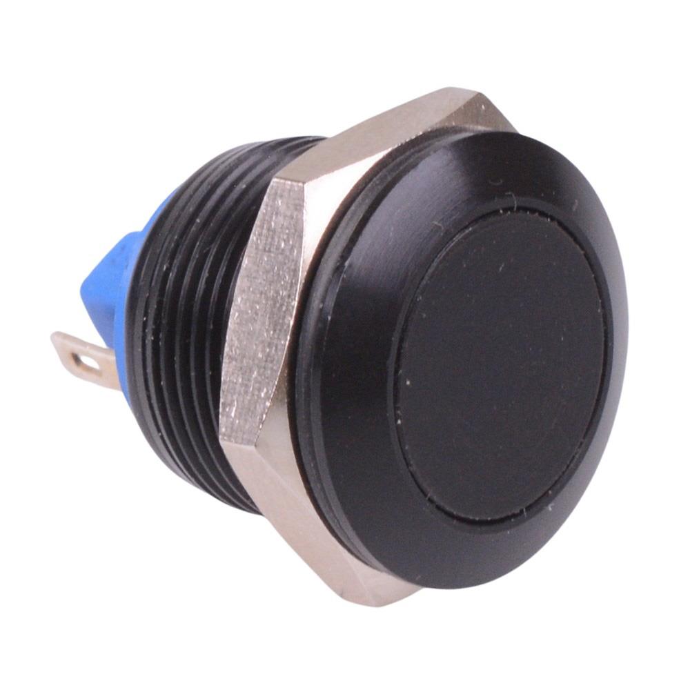 AV091003A270K Off-(On) Momentary Black 19mm Flat Anti Vandal Push Button Switch SPST