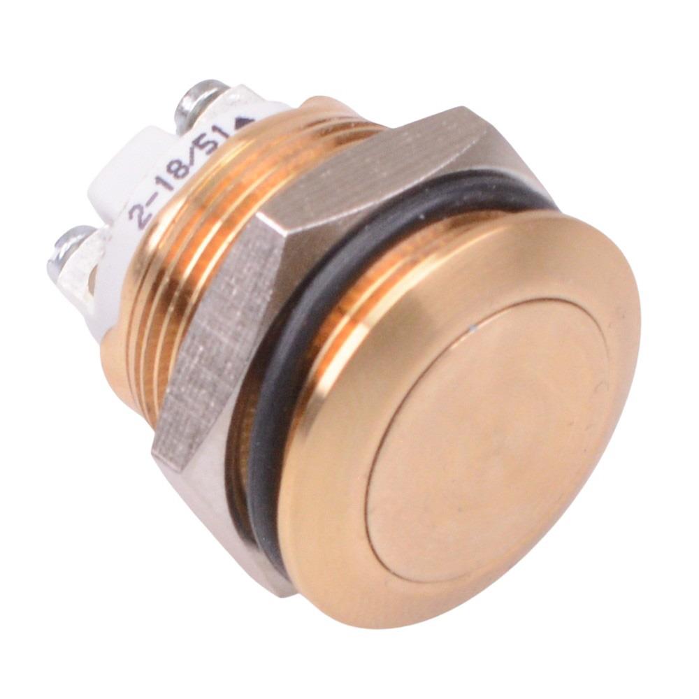 AV091003C990K Gold Momentary 19mm Push Button Vandal Switch SPST IP65 2A 48VDC