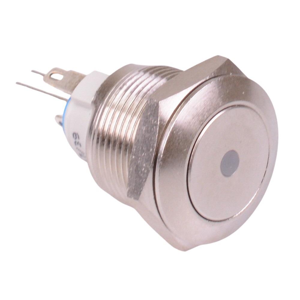 AV091L5EA200 Yellow illuminated 19mm Latching Vandal Push Button Switch SPST