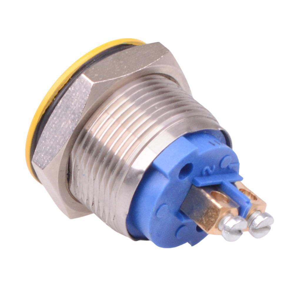 AV09C703D940KX2542-1 Yellow Call 19mm Momentary NO Vandal Push Button Switch SPST