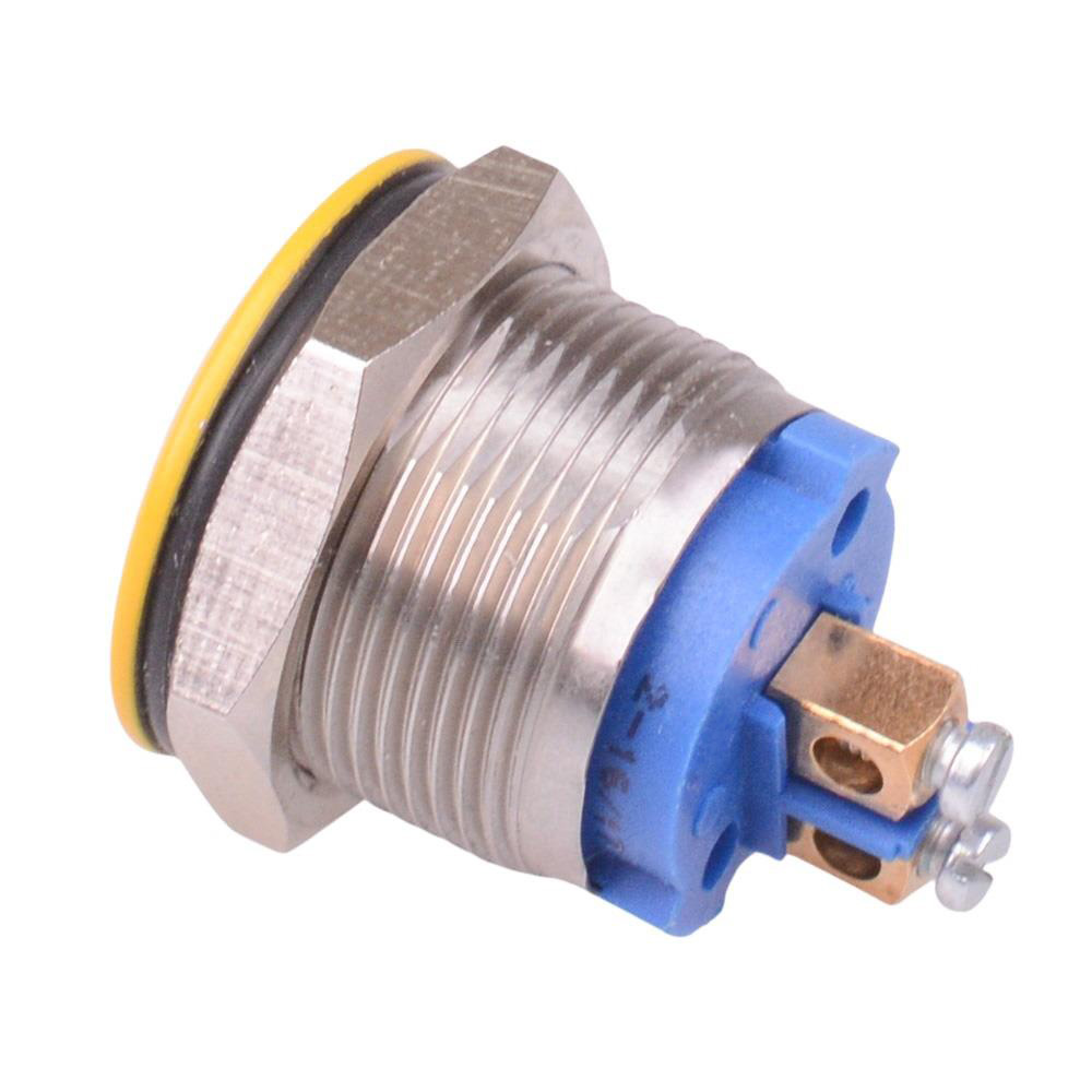 AV09C703D940KX2542-2 Yellow Bell 19mm Momentary NO Vandal Push Button Switch SPST