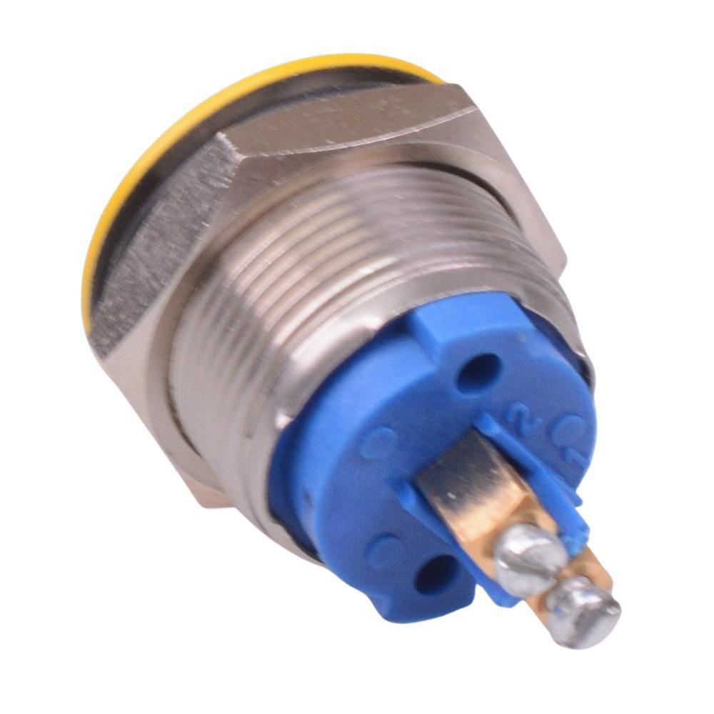 AV09C703D940KX2542-3 Yellow 19mm Momentary NO Vandal Push Button Switch SPST