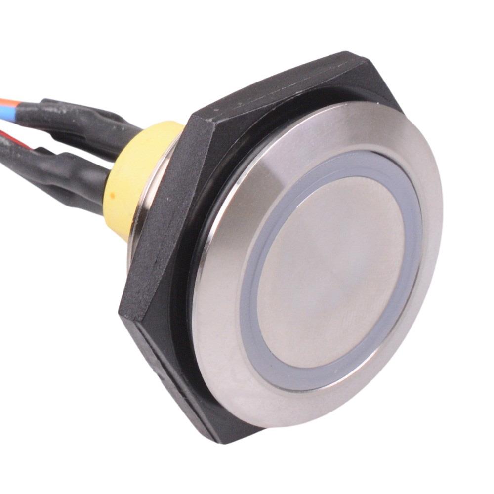 AV5512F102074BK Yellow LED 12VDC Momentary 30mm Push Button Vandal Switch NO/NC IP67